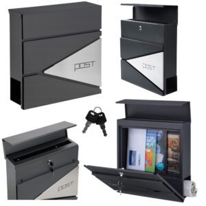 Duża Skrzynka Pocztowa Na Listy Gazety Antracytowa Napis POST 37x37x10,5 cm