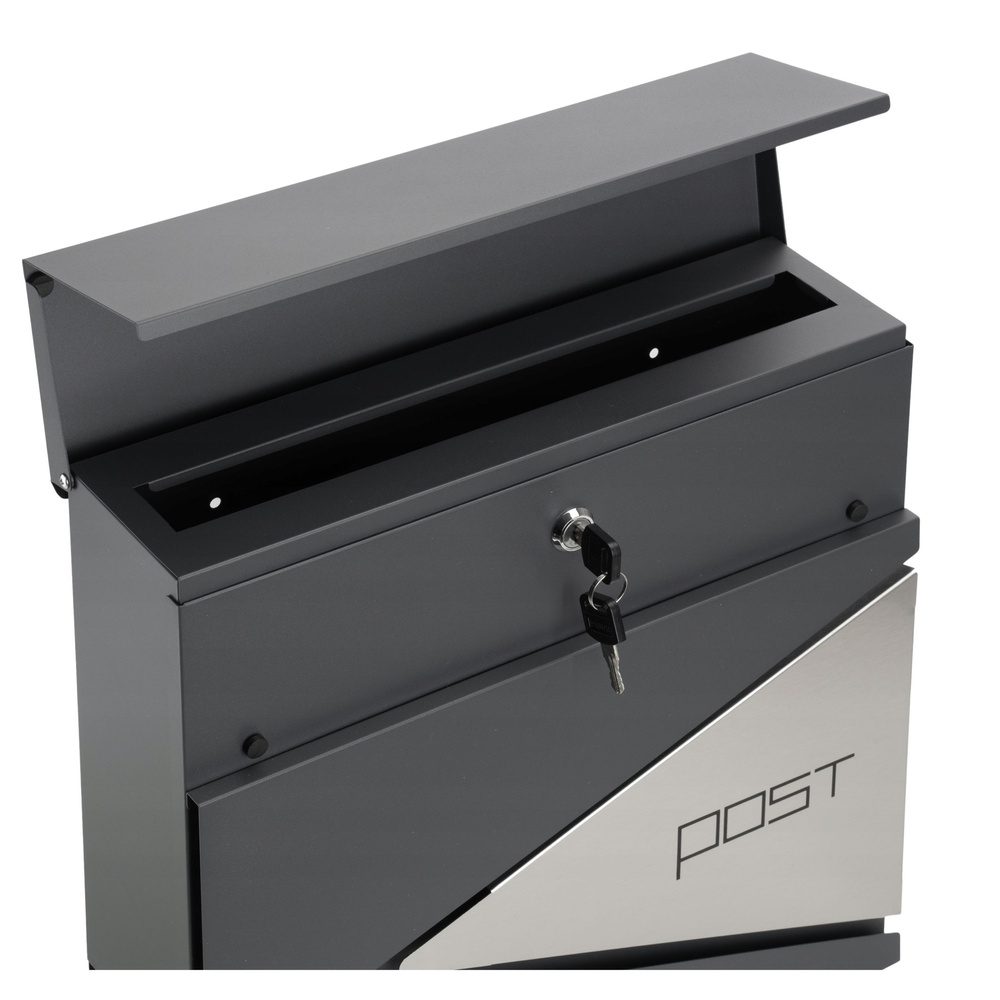 Duża Skrzynka Pocztowa Na Listy Gazety Antracytowa Napis POST 37x37x10,5 cm - obrazek 4