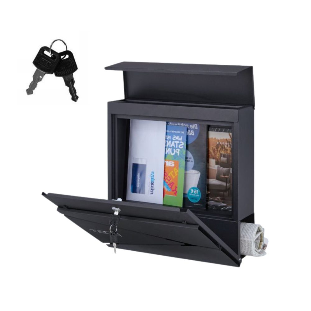 Duża Skrzynka Pocztowa Na Listy Gazety Antracytowa Napis POST 37x37x10,5 cm - obrazek 3