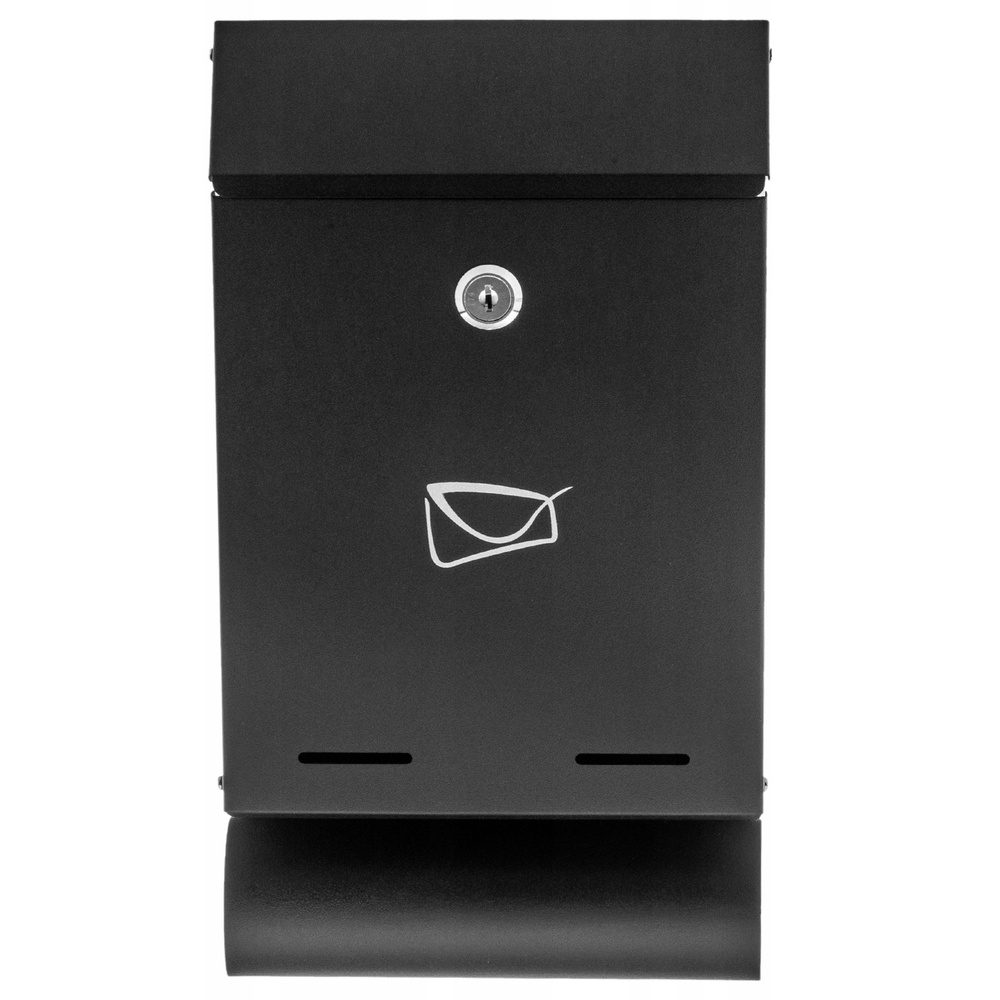 Skrzynka Pocztowa Na Listy Gazety Stal Ocynkowana Czarna 32,5x22,5x9,5cm - obrazek 3
