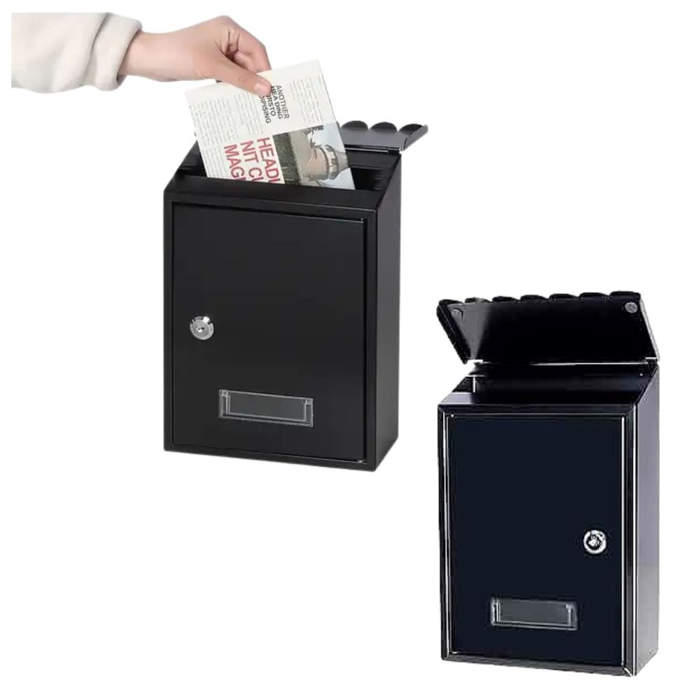Skrzynka Pocztowa Na Listy Stal Ocynkowana Czarna 26,5x18,5x6,5cm - obrazek 2