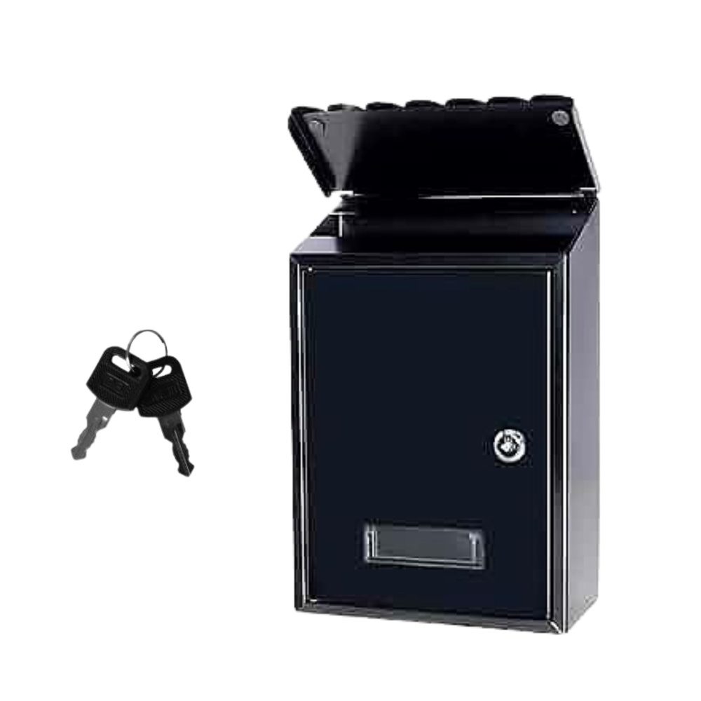 Skrzynka Pocztowa Na Listy Stal Ocynkowana Czarna 26,5x18,5x6,5cm - obrazek 3