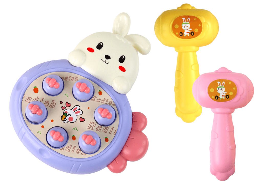 Gra Królik Do Zbijania Marchewki Zręcznościowa Whac-A-Mole Fioletowa - obrazek 2