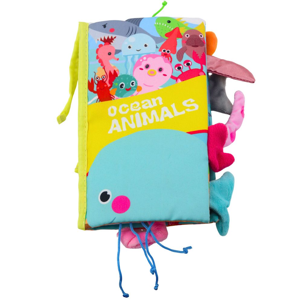 Miękka Książeczka Sensoryczna Zwierzęta Morskie Szeleszcząca Piszczałka - obrazek 3