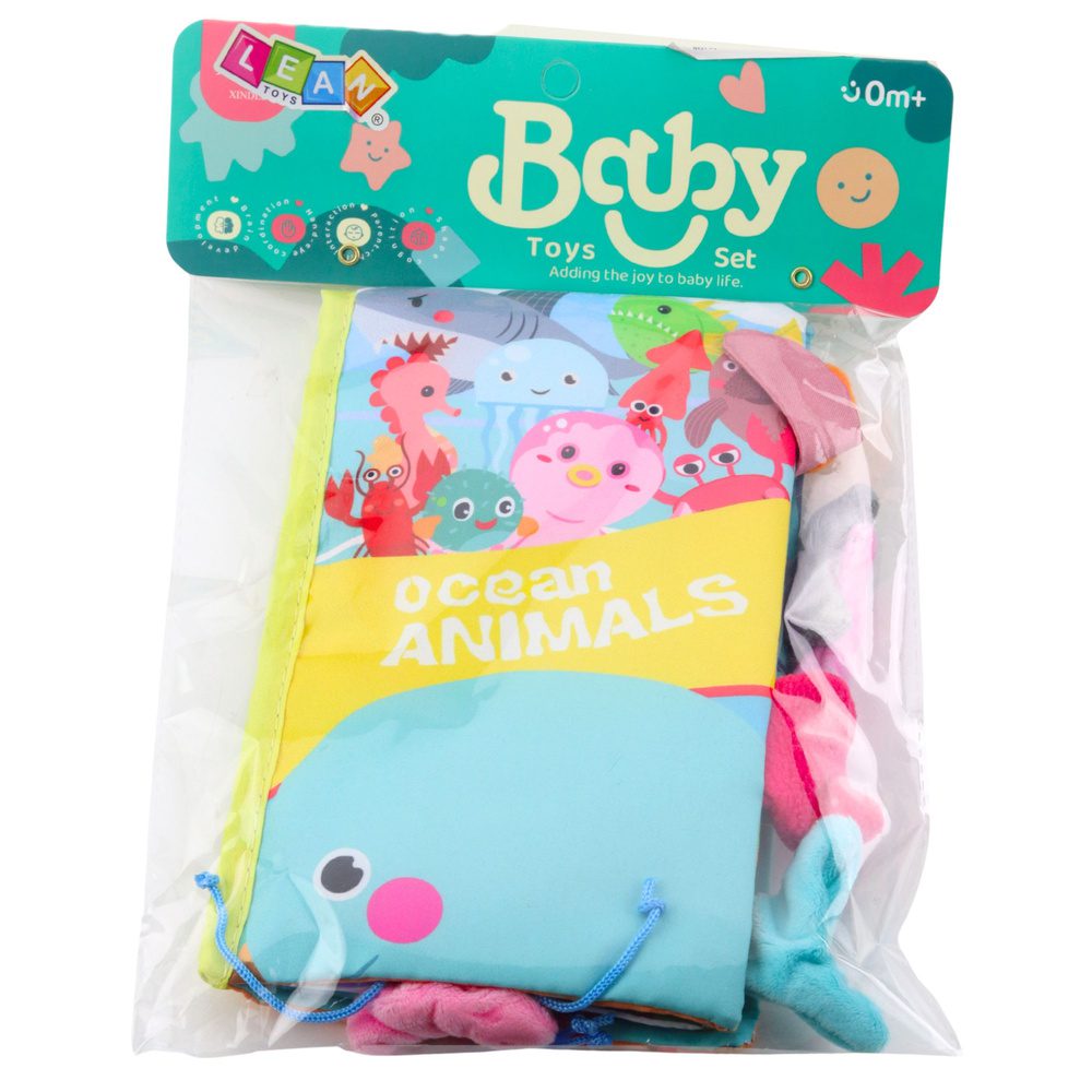 Miękka Książeczka Sensoryczna Zwierzęta Morskie Szeleszcząca Piszczałka - obrazek 4