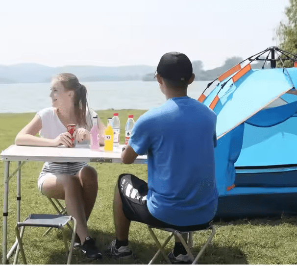 Zestaw Turystyczny Stolik Składany Kempingowy 4 Krzesła Szary - obrazek 12